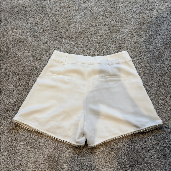 Dressy White Shorts with Pearl Decorative Trim - Picture 5 of 7